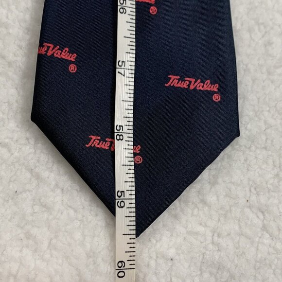 Vintage True Value Hardware 100% Silk Logo Tie Made in Italy DaVanti Navy Blue - Picture 6 of 6